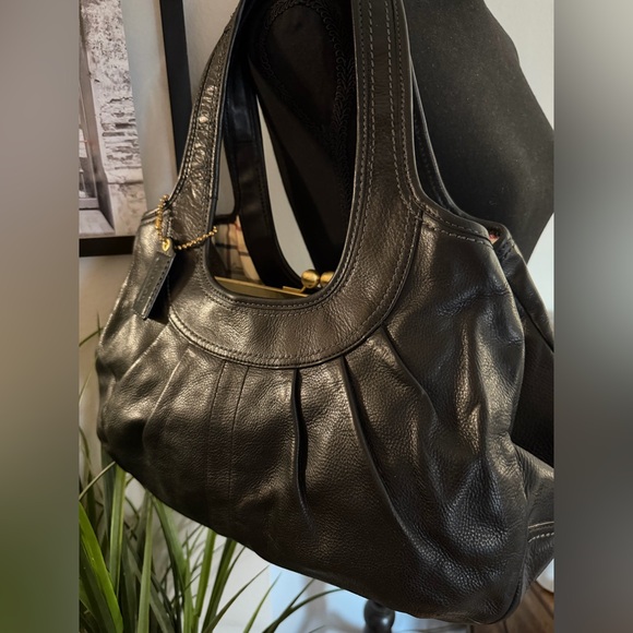 Coach Ergo Framed Black Pleated Kisslock Bag - Picture 12 of 13